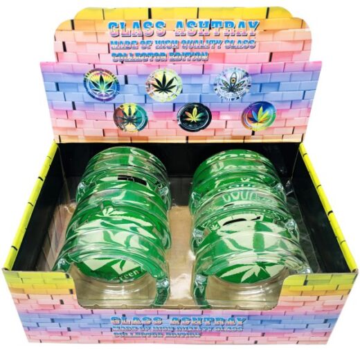 Green Leaf Small Glow In Dark Ashtray