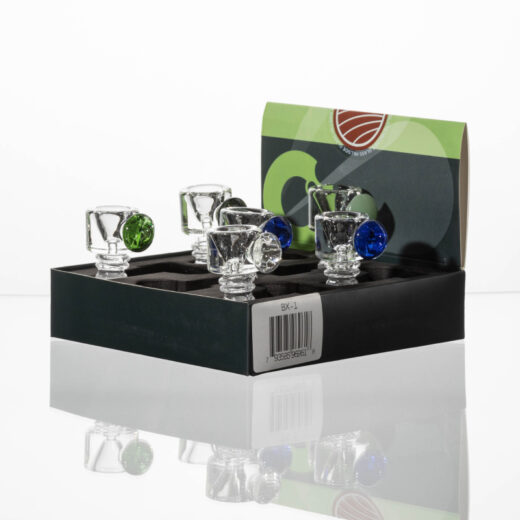 HILLSIDE GLASS - BX-1 COLORED BOWLS - 6CT DISPLAY