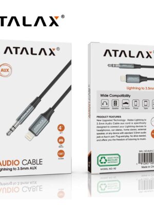 ATALAX A2 AUXILIAR CABLE LIGHTNING TO 3.5 MM