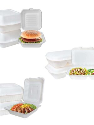 COMPOSTABLE CLAMSHELL TAKE OUT FOOD CONTAINER