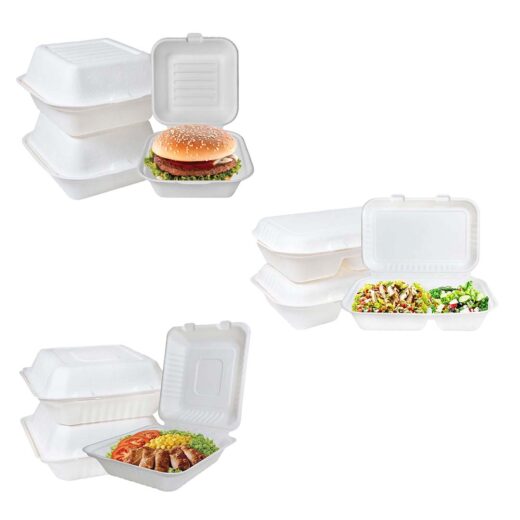 COMPOSTABLE CLAMSHELL TAKE OUT FOOD CONTAINER